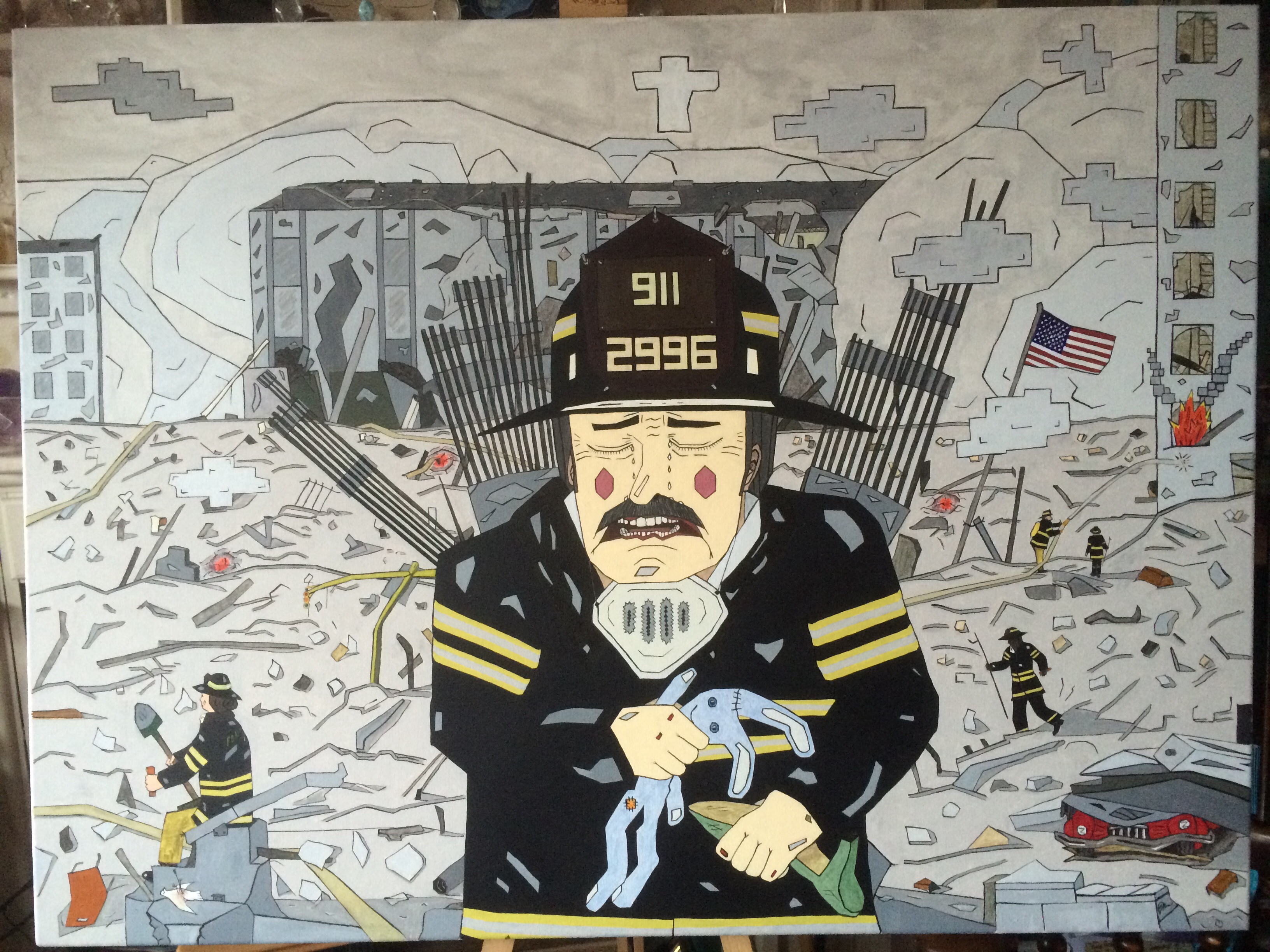 911 weeping fire fighter