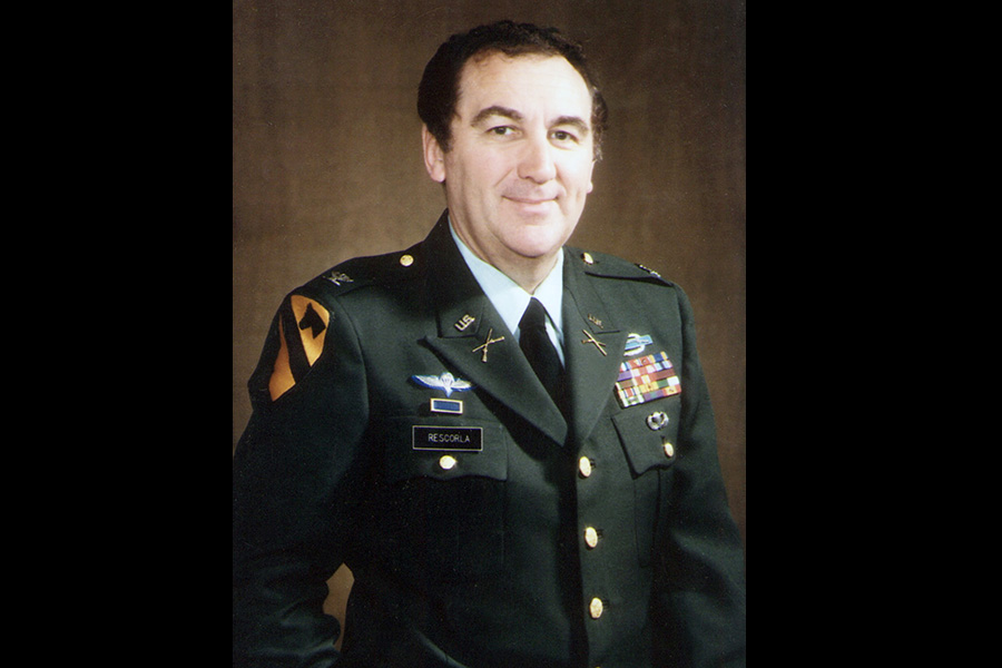 Vietnam War veteran Richard Cyril Rescorla poses for a photo in a formal military outfit.