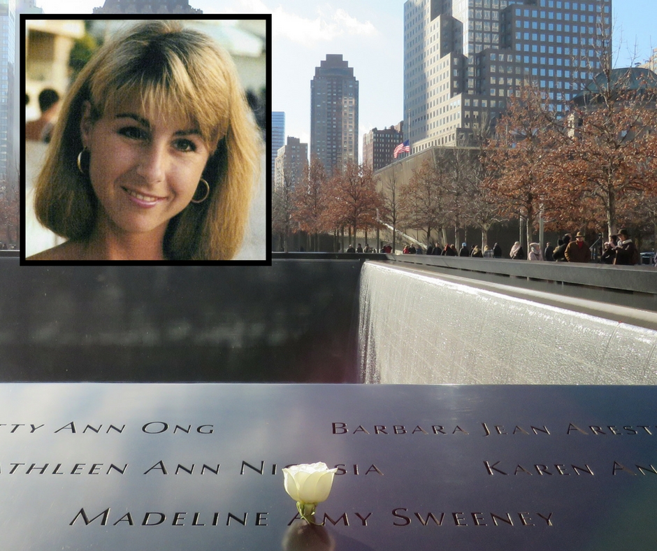 A white rose has been placed at the name of Madeline Amy Sweeney in honor of her birthday. An inset photo shows Sweeney smiling.