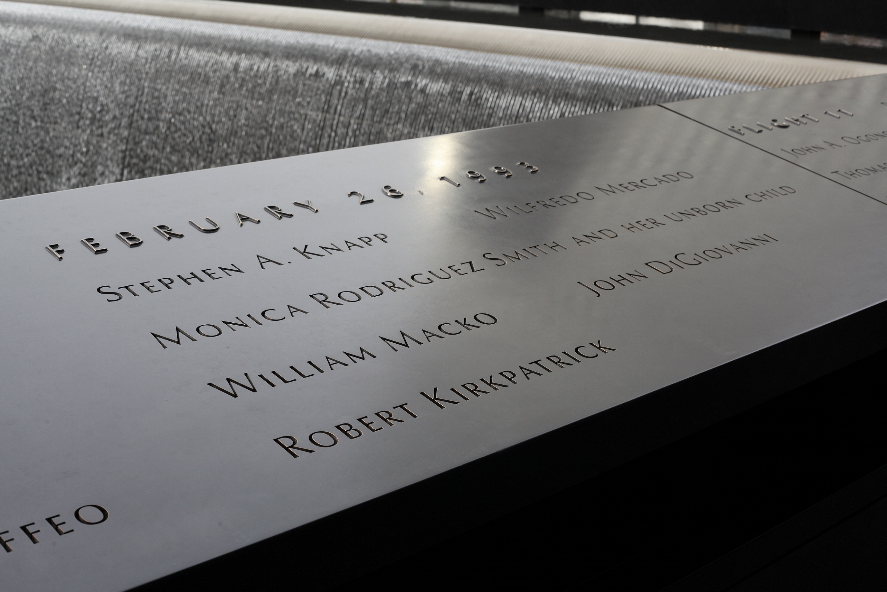 Names of February 23, 1993 bombing victims on the Memorial