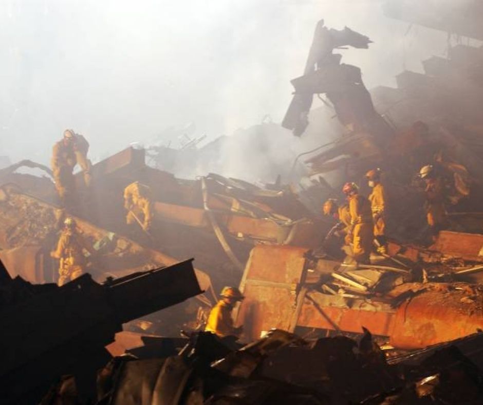 The pile at Ground Zero, with a reddish tinge