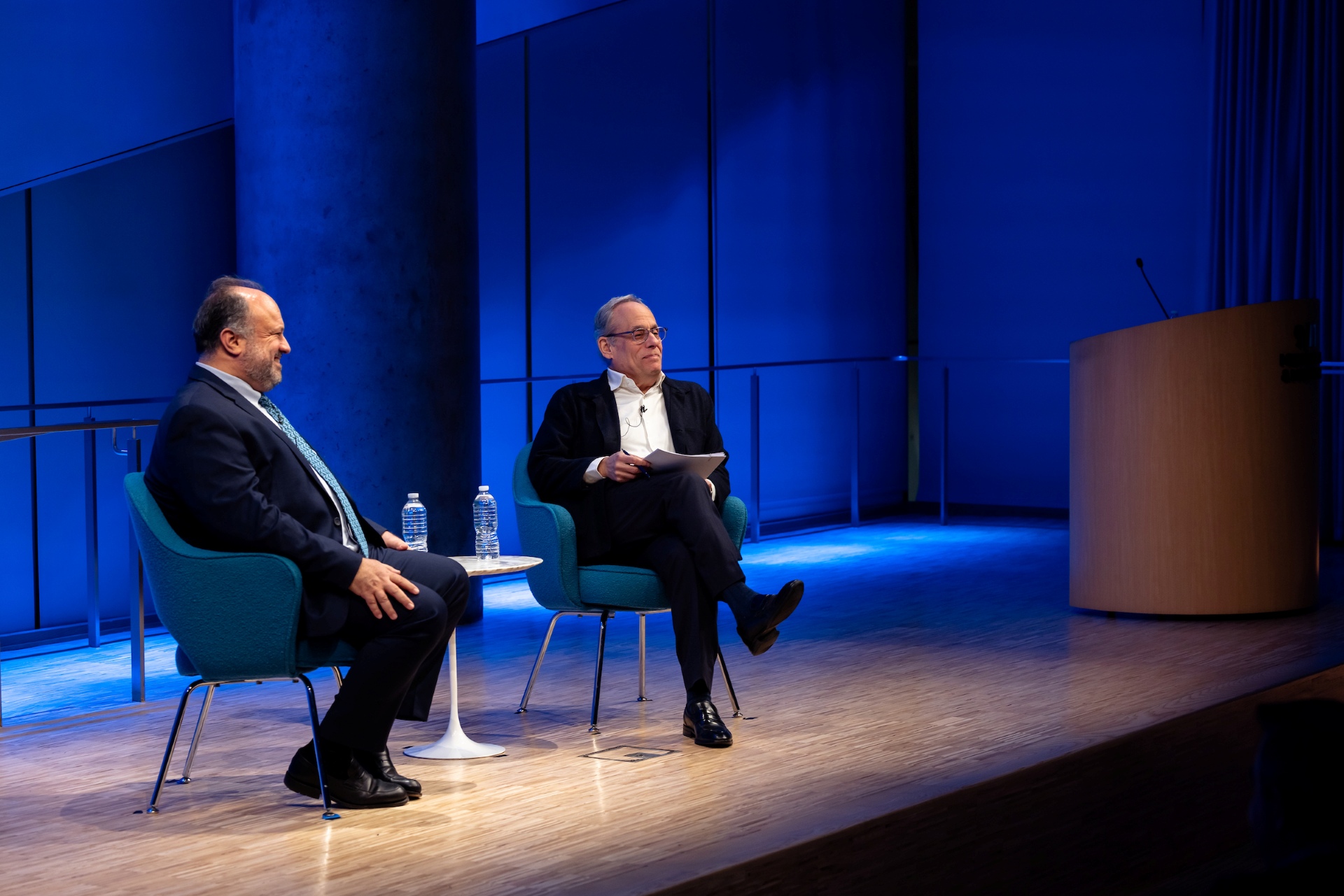 Bernie and Cliff speak on stage