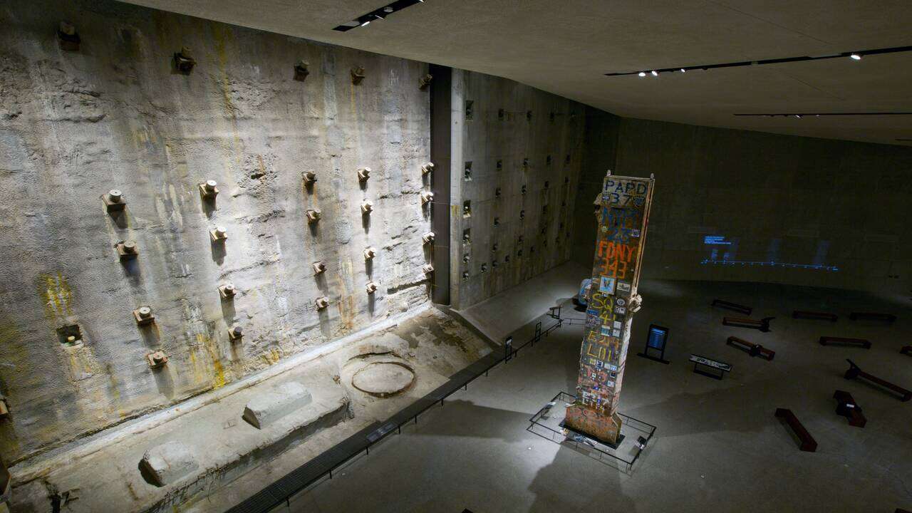 The Last Column and the Slurry Wall in Foundation Hall are shown in the distance in this view from the overlook.