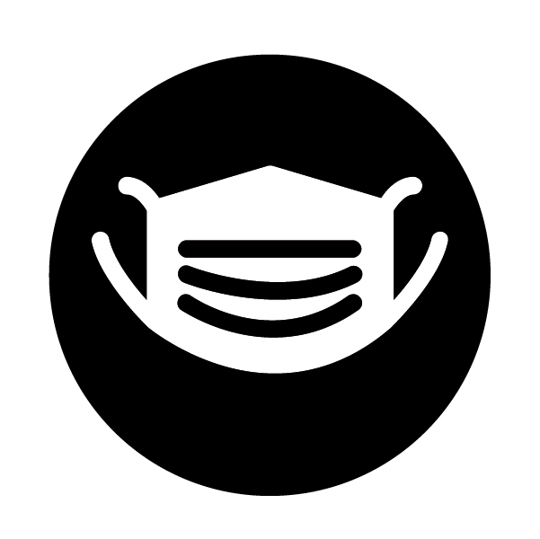 This black and white graphic depicts a face masks used to keep safe during the pandemic.