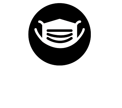 This black and white graphic depicts a face masks used to keep safe during the pandemic.