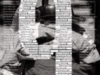 Black-and-white memorial poster showing first responders at Ground Zero, with the names of fallen 9/11 first responders arranged to form a large number “9.”