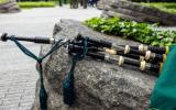Bagpipes placed on a Memorial Glade monolith