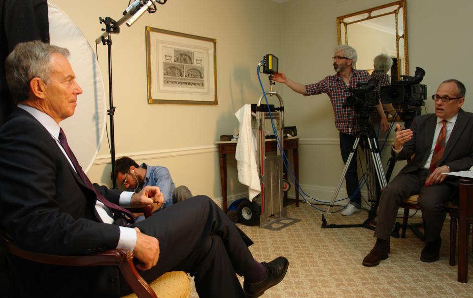 Former British Prime Minister Tony Blair is interviewed for documentary film programming for the 9/11 Memorial Museum. (Courtesy of Northern Lights Productions) TonyBlairMEMO.jpg